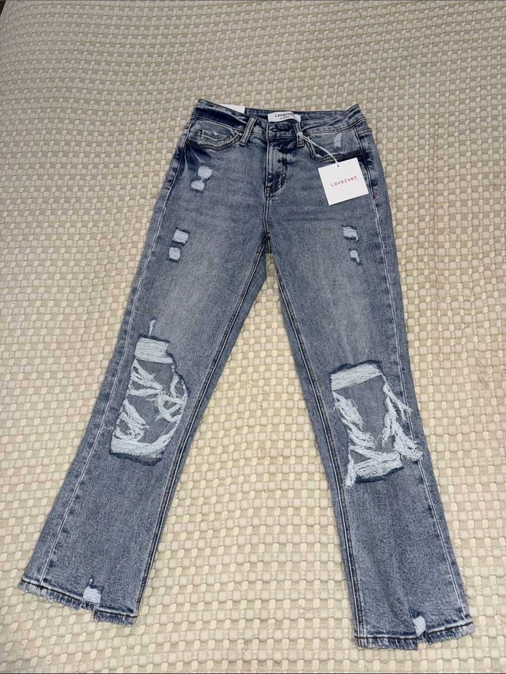 Light Blue Straight-Leg Distressed Women’s Jeans - Picture 3 of 4